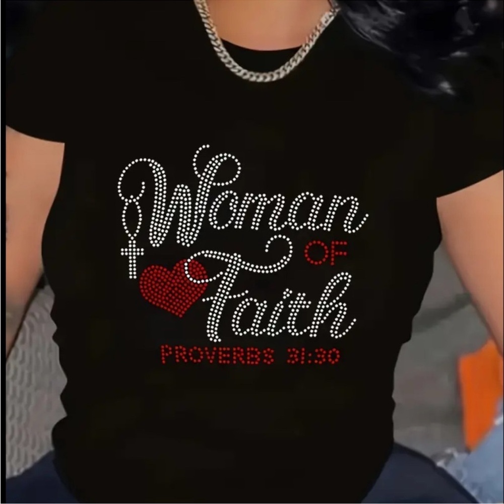 NWT Black 'Woman of Faith' Graphic Tee in Size 1X